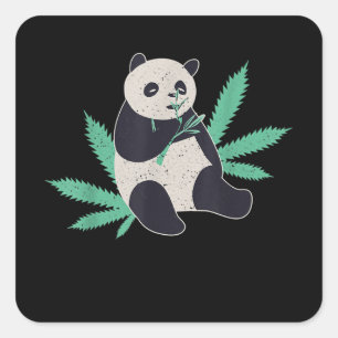 Sticker Carré Animal Panda Weed Stoner Cadeau
