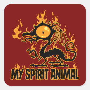 Sticker Carré Animalier Esprit Dragon Croustillant et Fougueux