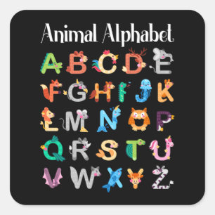 Sticker Carré Animaux Alphabet Apprentissage ABC Animaux