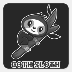 Sticker Carré Animaux amusants Sloth Goth Sloth