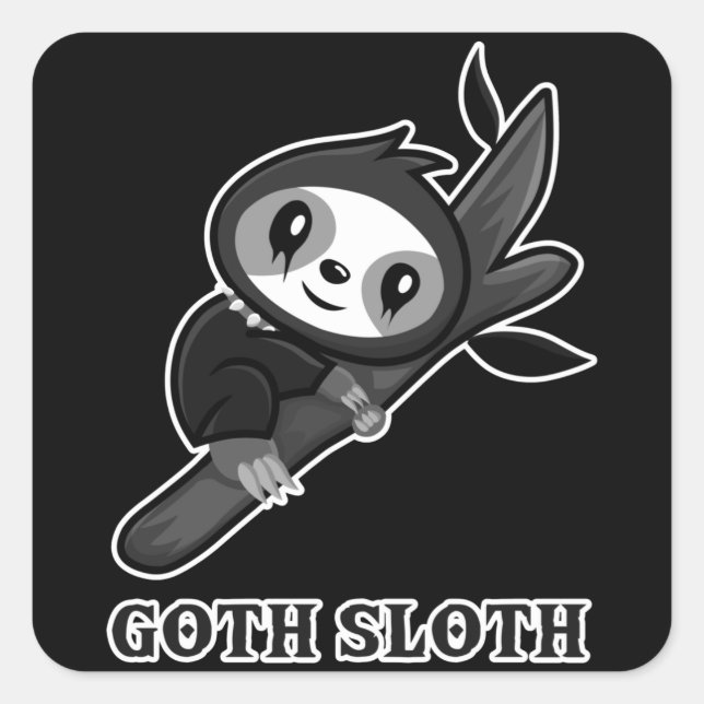 Sticker Carré Animaux amusants Sloth Goth Sloth (Devant)