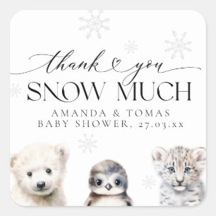 Sticker Carré Animaux d'hiver Neutre hommes Merci Baby shower