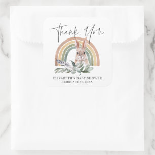 Sticker Carré Animaux forestiers des bois   Faveur Baby shower