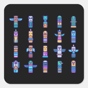 Sticker Carré Animaux haïdas Pride autochtone canadienne