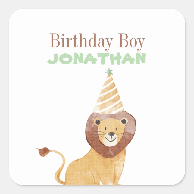 Sticker Carré Animaux sauvages mignons Anniversaire (Devant)
