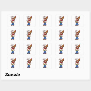 Sticker Carré Anime Chibi Fille Chat Cerveau Ne Fonctionne Pas C