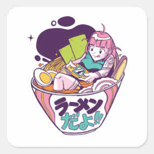 STICKER CARRÉ ANIME DE JEU RAMEN