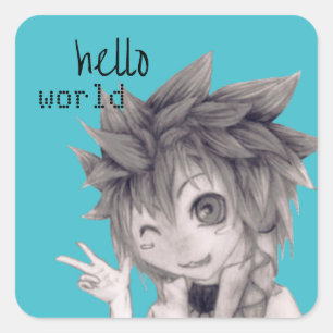 Sticker Carré Anime de lit, dessin original