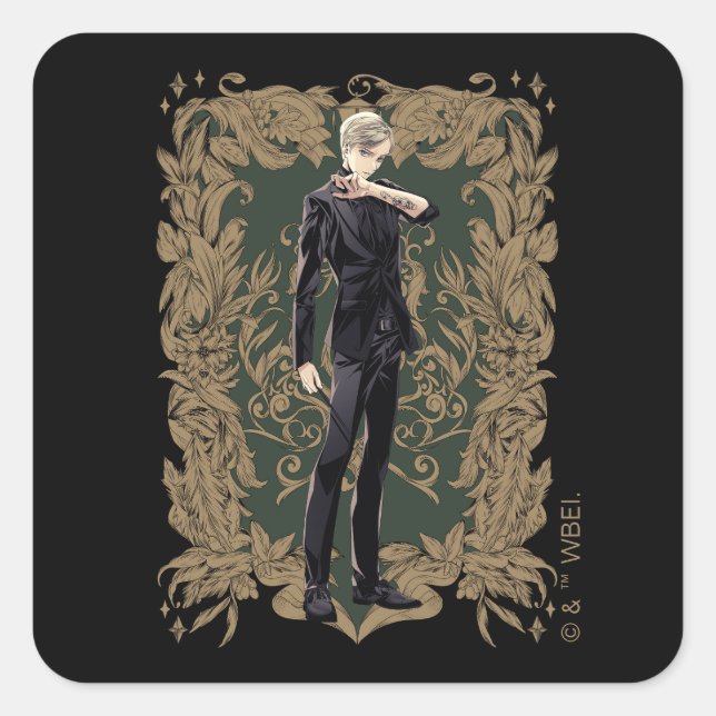 Sticker Carré Anime Draco Malfoy Cadre Orné (Devant)