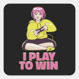 STICKER CARRÉ ANIME GAMER GIRL