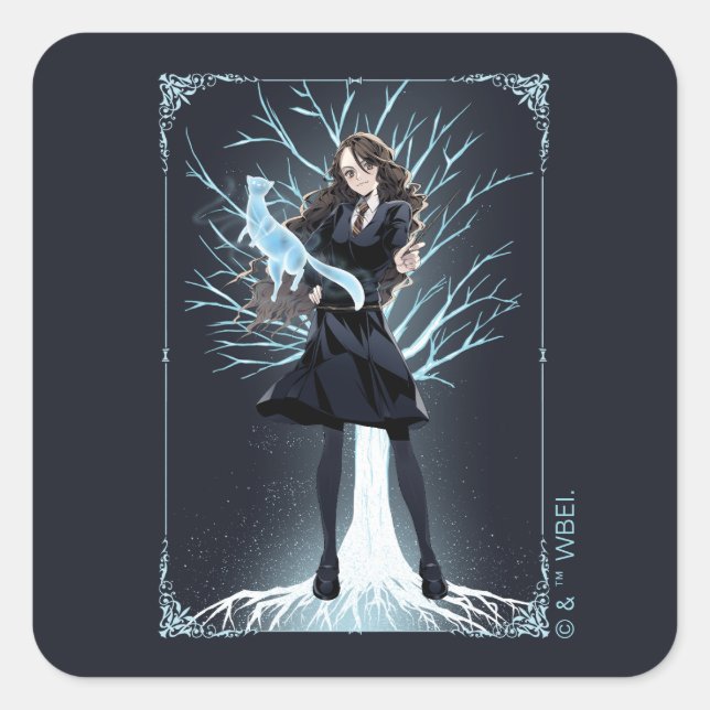 Sticker Carré Anime le Patronus loutre d'Hermione Granger (Devant)
