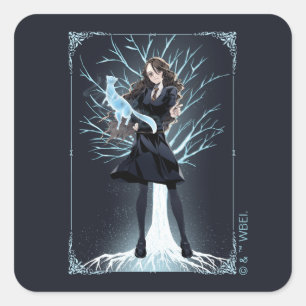 Sticker Carré Anime le Patronus loutre d'Hermione Granger