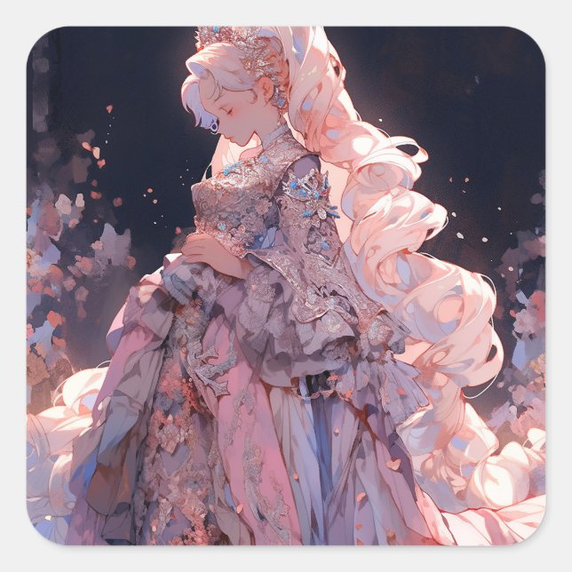 Sticker Carré Anime Princess Imaginaire Art (Devant)