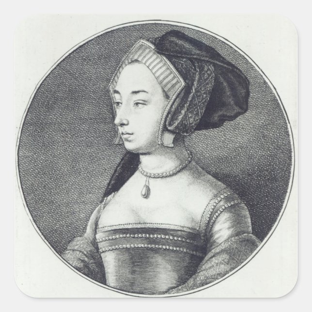 Sticker Carré Anne Boleyn, gravée par Wenceslaus Hollar, 1649 (Devant)