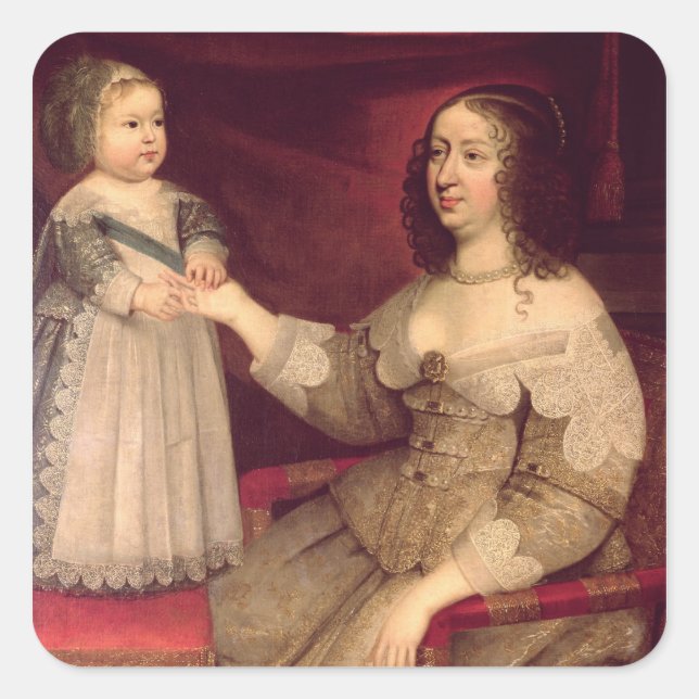 Sticker Carré Anne d'Autriche avec son fils Louis XIV (Devant)