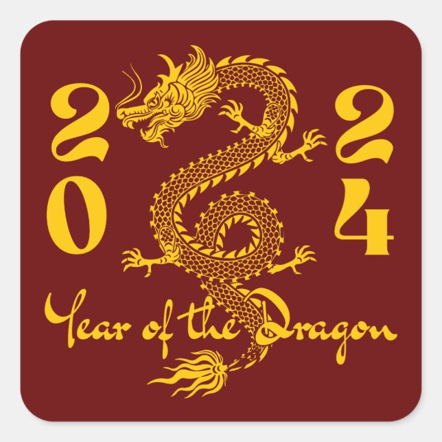 Sticker Carré Année de l'Or du Dragon (Devant)