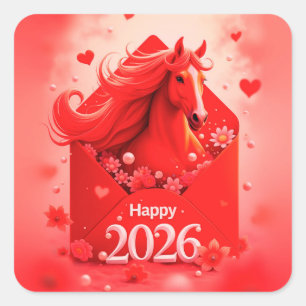Sticker Carré Année du cheval 2026