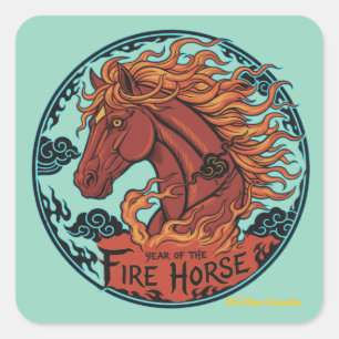 Sticker Carré Année du Cheval de Feu