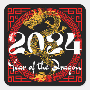 Sticker Carré Année du Dragon 2024 Zodiac chinois