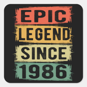 Sticker Carré anniversaire âgé de 39 ans 1986 Légende épique 39e