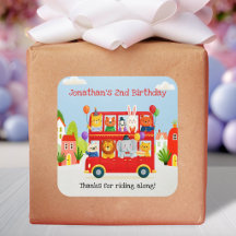 Anniversaire Bus à Deux Étages Animaux Mignons