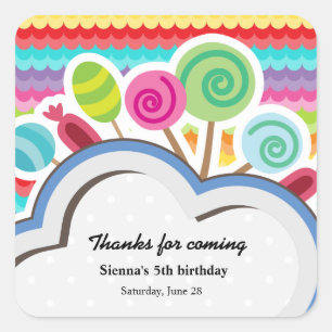 Sticker Carré Anniversaire coloré