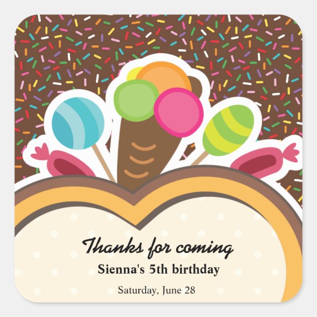 Sticker Carré Anniversaire coloré (Devant)