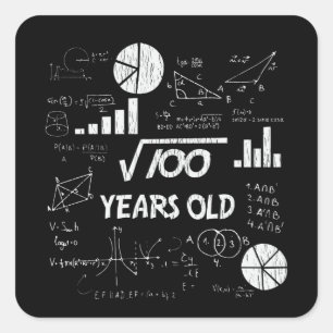 Sticker Carré anniversaire de 10 ans Geeky Math 10e anniversaire