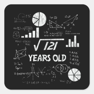 Sticker Carré anniversaire de 11 ans Geeky Math 11e anniversaire