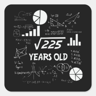 Sticker Carré anniversaire de 15 ans Geeky Math 15e anniversaire