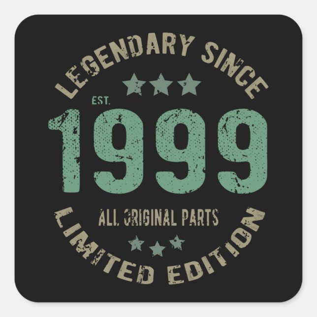 Sticker Carré anniversaire de 22 ans 1999 Légende depuis 22e ann (Devant)