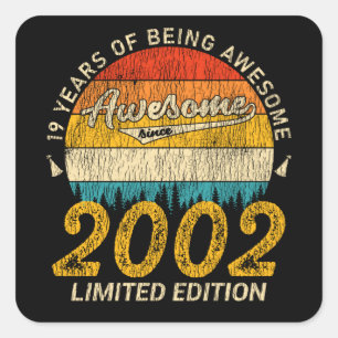 Sticker Carré anniversaire de 23 ans Retro Awesome 23e anniversa