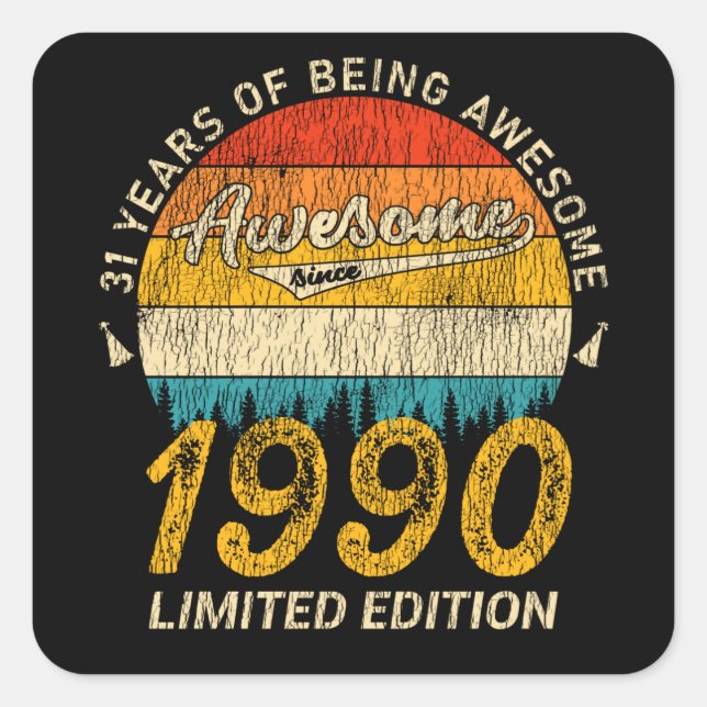 Sticker Carré anniversaire de 35 ans 1990 Légende 35e anniversai (Devant)
