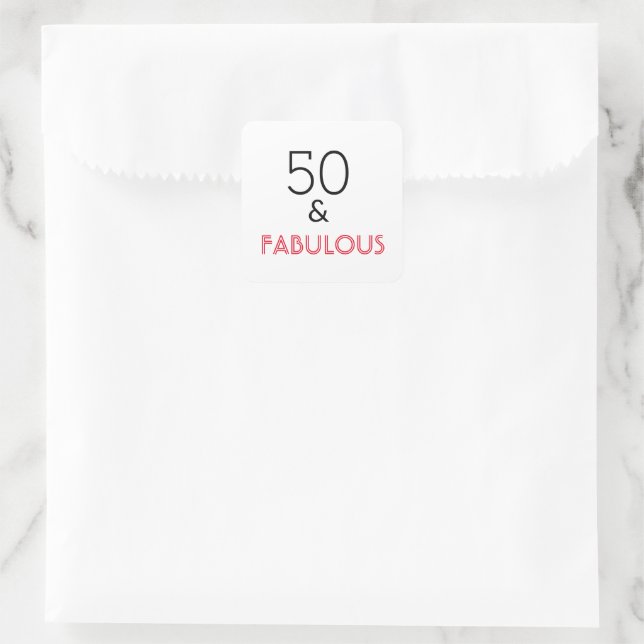 Sticker Carré Anniversaire de 50 ans et plus (Sac)