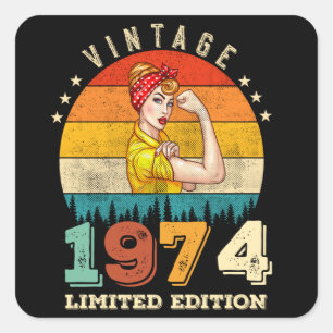 Sticker Carré anniversaire de 51 ans 1974 Vintage 51e anniversai