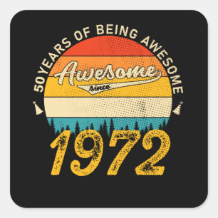 Sticker Carré anniversaire de 53 ans 1972 Magnifique 53e anniver