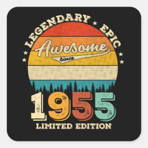 Sticker Carré anniversaire de 70 ans 1955 merveilleux 70e annive