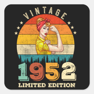 Sticker Carré anniversaire de 73 ans 1952 Vintage 73e anniversai