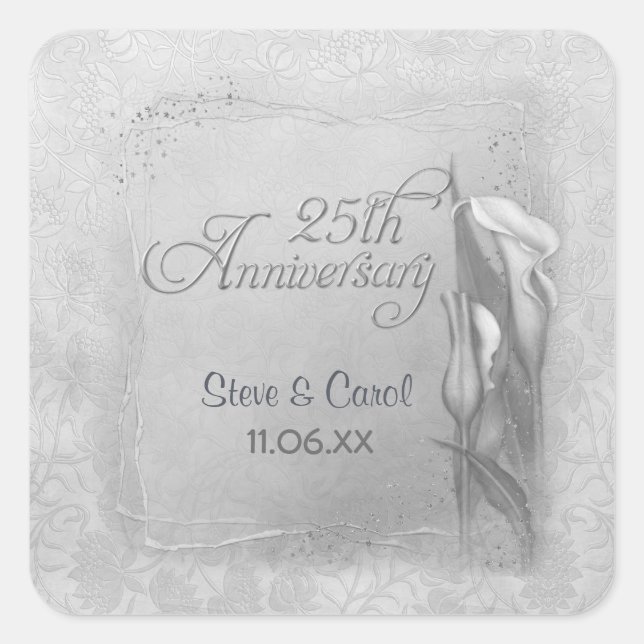 Sticker Carré Anniversaire de Calla Lily Silver (Devant)