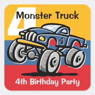 Sticker Carré Anniversaire de camion de monstre 4ème