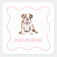 Anniversaire de chiot bouledogue mignon carreaux r