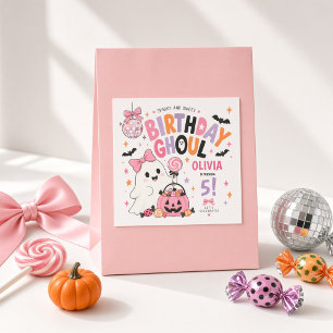 Sticker Carré Anniversaire de Ghoul personnalisé Spooky et doux 