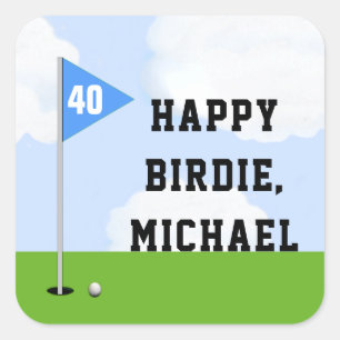 Sticker Carré Anniversaire de golf personnalisé