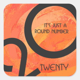 Sticker Carré Anniversaire de la décennie orange