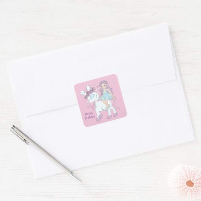 Sticker Carré Anniversaire de la princesse (Enveloppe)