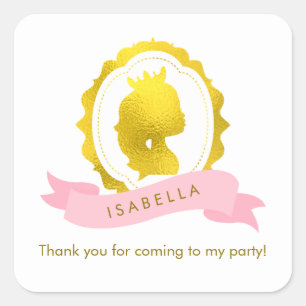 Sticker Carré Anniversaire de la princesse rose Cameo