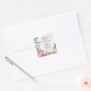 Sticker Carré Anniversaire de la profession religieuse Roses ros