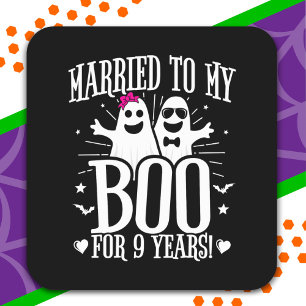 Sticker Carré Anniversaire de mariage d'octobre drôle 9e anniver
