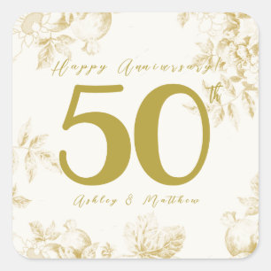 Sticker Carré Anniversaire de mariage écriture personnalisée vin
