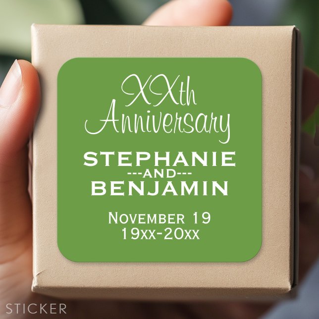 Sticker Carré Anniversaire de mariage - Vert et Blanc (Custom Sticker)